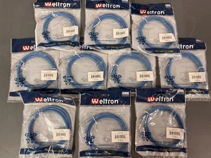 BAG OF 10 Weltron 3' Blue CAT6 RJ45 Snagless Patch Cables # 90-C6CB-BL-003 - Picture 1 of 10