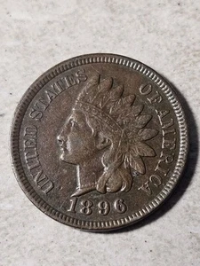 Penny centesimo testa di indiano 1896-P 1C, moneta antica, spedizione gratuita - Foto 1 di 2