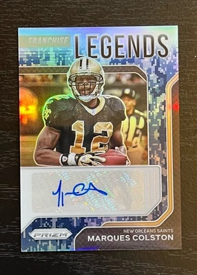 Marques Colston 2021 Panini Prizm Franchise Legends Auto Navy Camo /15 #FLS-MC - Image 1 of 2