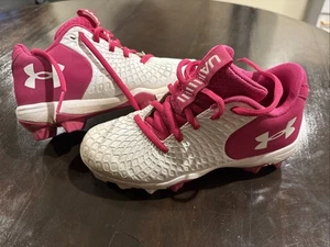 Under Armour Girls Softball Cleats White/pink Size 1Y - Picture 1 of 7