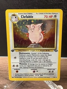 Pokémon TCG Clefable Holo Rare Card Base Set 1/64 Jungle 1st Edition - Picture 1 of 2