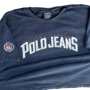 Vintage Polo Ralph Lauren Jeans T-Shirt Graphic Tee 90s Spell Out Distressed XL - Bild 1 von 8