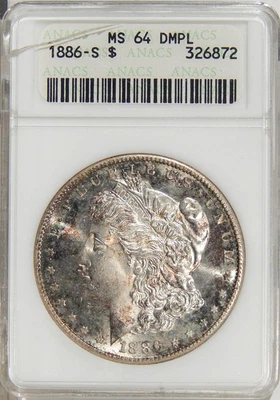 1886-S $1 ANACS MS 64 DMPL ~ BETTER DATE SILVER MORGAN DOLLAR - Image 1 of 4