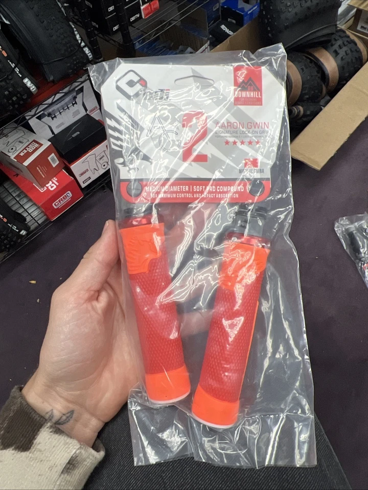 ODI AG-1 Aaron Gwin Lock-On Grips - Red And Orange - Image 1 of 1
