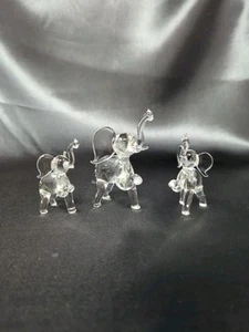 3 Mini Klarglas Elefant Figuren Figur Trio Elefanten Safari Tier Neu - Bild 1 von 7