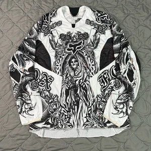 Fox Racing Trikot Herren Large weiß schwarz y2k Motocross Grafik Biker AOP - Bild 1 von 12