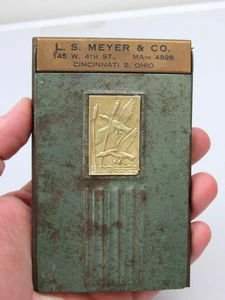 Antique L.S. MEYER & Co Cincinnati Ohio Advertising Notepad Paper Holder Metal - Picture 1 of 12