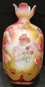 Vintage Germany Prov. Saxe Portrait Bud Vase - Picture 1 of 9