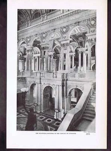 Rotunda of Library of Congress 1930 Lithograph - Picture 1 of 1
