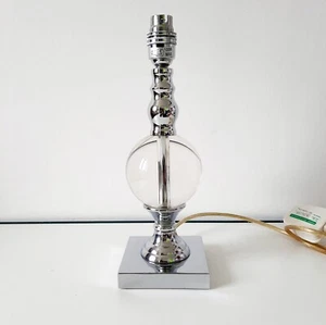 Debenhams Table Lamp Chrome with Glass Ball/Sphere 29cm Tested & Working - Picture 1 of 11