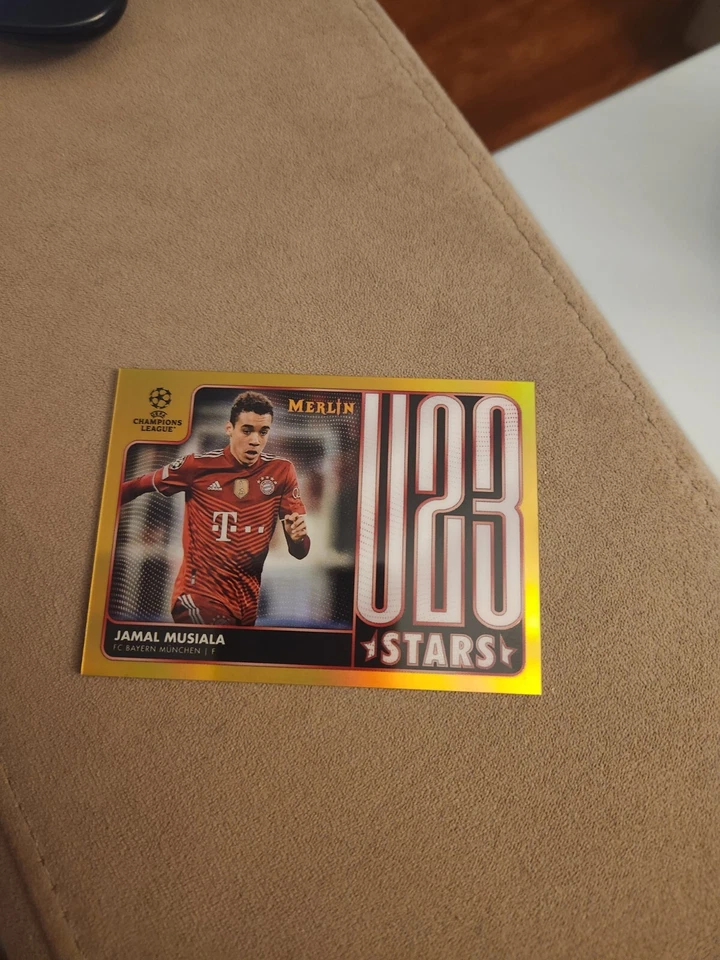 2021-22 TOPPS MERLIN UEFA U23 STARS U23-13 JAMAL MUSIALA  GOLD 38/50 - Image 1 of 4