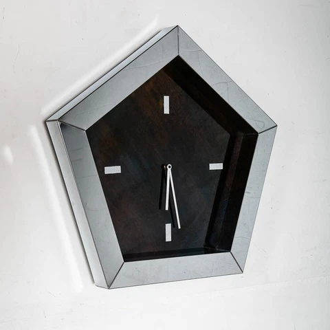 Mid Centurn Modern Clock Mirror Wall Art Chrome Curtis Jere Pentagon Sauteur 70s Cover