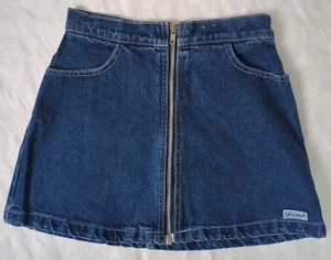 Guess Jeans Skirt Girl's Size 8 100% Cotton Classic Blue Denim Front Zip   [LF7] - Picture 1 of 13