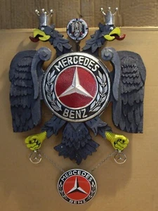 MERCEDES BENZ 1936 LOGO... TWO HEADED GERMAN EAGLE SILHOUETTE WALL LIGHT... - Picture 1 of 12
