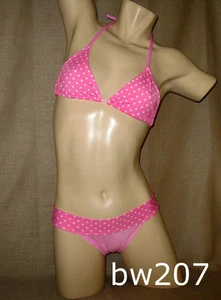 Sexy zarter ROSA & WEISS POLKA PUNKT Bikini-Badeanzug - authentisch brasilianisch - S-M - Bild 1 von 5