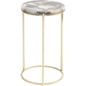 Aga Brass Metal and Agate Top Side Table - Picture 1 of 2
