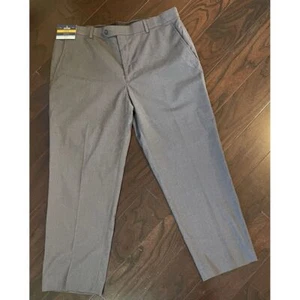 Stafford Men's Travel Classic Fit Dress Pant 38x29 Gray Flat Front MRSP $110 NWT - Picture 1 of 5
