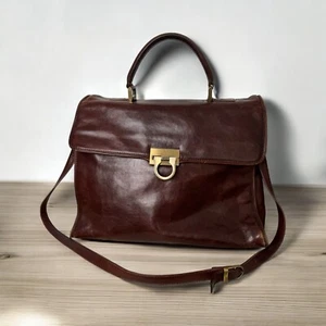 Vintage Leather Purse Business Bag School Bag Nice Patina 1980s Weathered Worn - Picture 1 of 15