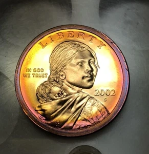 2002 S Rainbow Toned Sacagawea Dollar Proof - Picture 1 of 2