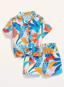 Old Navy Toddler Girls Tie-Front Linen-Blend Top and Shorts Set Size 4T $25 - Picture 1 of 1