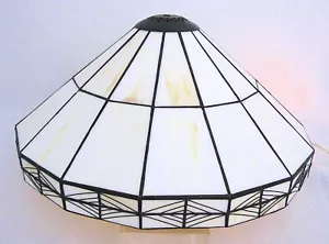 Vtg Mission Style Carmel Slag Stained Tiffany Glass Lamp Shade 13” Wide 6" T - Picture 1 of 12