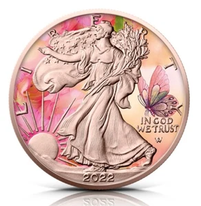 1oz Silver Eagle Four Seasons Series - Summer - Colorized & Rose Gold Gilded - Picture 1 of 3