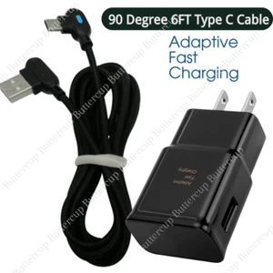 90 Degree Right Angle 6FT USB C Type C Adaptive Fast Charger For Samsung Android - Picture 1 of 14