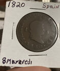 Spain 1820 8 Maravedis KM# 491 Ferdinand VII World Copper Coin Perfect Letters