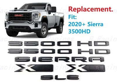 6件装哑光黑门3500HD后Sierra SLE床X31徽章2020+Sierra 3500HD — 第 1/4 张图片