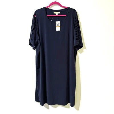 Michael Kors womens dress size 3X Sheath Navy Blue Cutout Strappy Sleeve NWT - Image 1 of 4