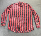 Lansky Bros Memphis Long Sleeve Button Up Shirt Geometric Pattern XL Orange Red