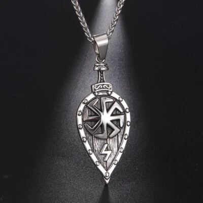 Slawischer Kolovrat Schild Anhänger nicht verblassen Wikinger Schmuck Herren Halsketten Rune Rune - Bild 1 von 4