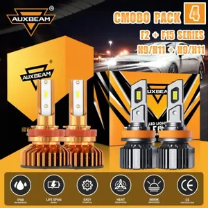 AUXBEAM H9 H11 LED Headlights High Low Beam 90W 52W 20000LM Super Bright White - Picture 1 of 12