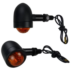 Motorrad Blinker Halogen Aluminium Bullet Style schwarz E geprüft vorne u hinten - Bild 1 von 3