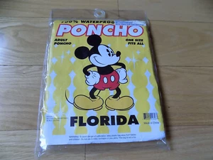 Disney Adult Poncho Waterproof Vinyl Yellow Mickey Mouse Sealed NEW - Picture 1 of 5