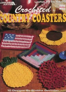 OOP!!! CROCHETED COUNTRY COASTERS 10 CUTE DESIGNS - Picture 1 of 2