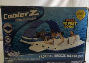 Bestway CoolerZ Tropical Breeze 6-Person Floating Island Lounge Raft - Blue/ Whi - Picture 1 of 5