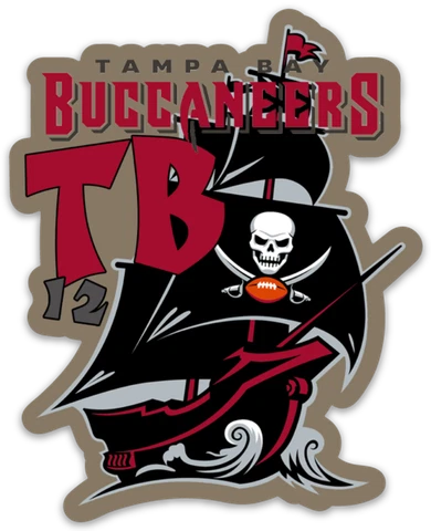 Tampa Bay Buccaneers TB12 Tom Brady Pirate Ship Logo type Die-Cut MAGNET Cover