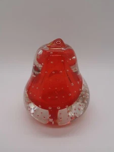 Vintage Lefton Art Glass Red Pear With Controlled Bubbles Paperweight - Picture 1 of 5