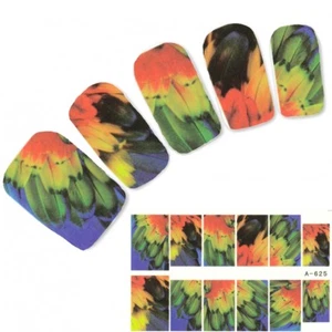 Tattoo Nail Art Colorful Feathers Sticker Nail Sticker Nails Foot Water Decal - Imagen 1 de 2