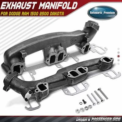 2x Colector de escape izquierdo y derecho con kit de junta para Dodge Ram 1500 2500 Dakota Foto 1 de 4