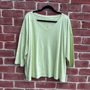 Eileen Fisher Women's $78 Organic Cotton Slub V-Neck Boxy Top 1X - Picture 1 of 6