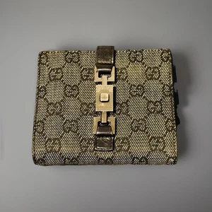 Gucci Vintage Jackie Geldbörse Portemonnaies GG Monogramm Canvas Leder Wallet - Bild 1 von 16