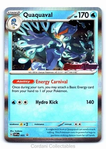 Quaquaval SVP 005 - Scarlet & Violet - STAFF Stamped Prerelease Pokemon Card - Picture 1 of 2