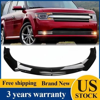 Para Ford Flex 2009-2019 preto brilhante para-choque dianteiro queixo lábio spoiler divisor - Imagem 1 de 4