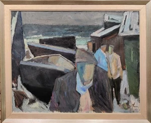 Carl Berndtsson (1902-1983): FISHERMEN, original oil painting - Picture 1 of 8