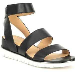 Nurture Women's Comfort Sandals Size 7.5 Black Leather Ankle Strap Casual Shoes - Picture 1 of 10