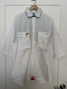 Vtg Columbia Shirt Mens Sz L White Radial 1/2 Sleeve Embroidered Fishing Pockets - Picture 1 of 19