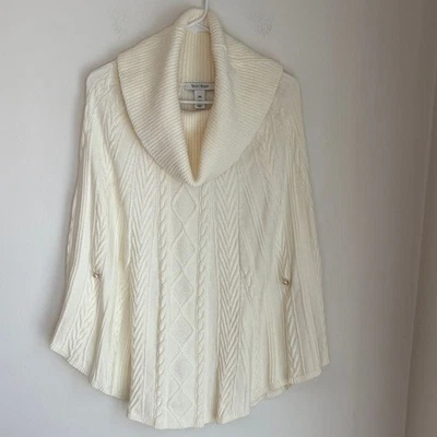 White House Black Market Cable Knit Shawl blanket Sweater poncho women S/M EUC - Image 1 of 4