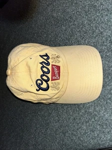 Coors Banquet Hat Beer Adjustable Baseball Cap Yellow Embroidered Logo Rusted - Picture 1 of 5